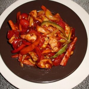 Salteado de pollo barbacoa 1/2 Kg.